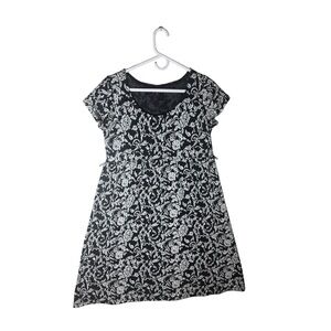 Floral Black and White Motherhood Maternity Babydoll Dress | M